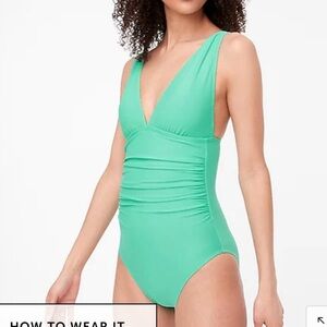 J. Crew Factory One Piece Swimsuit in Chrome Green